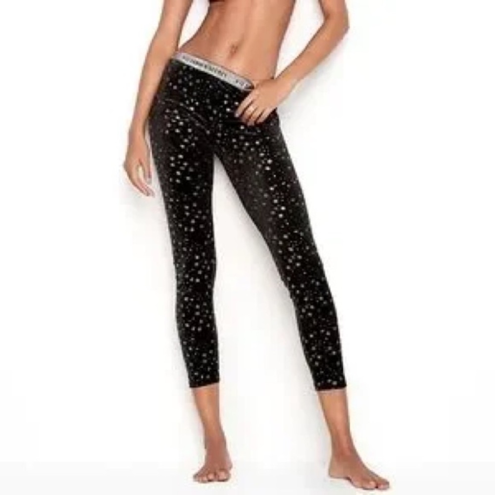 Victoria’s Secret Velvet Whimsygoth Black & Silver Leggings